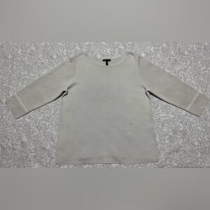 Eileen Fisher Soft Gray Knit Top 80% Silk 20% Organic Cotton